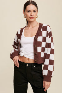 Lea Gingham Sweater Crop Cardigan - 2 Colors