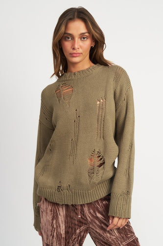 Diana Distressed Oversized Sweater - 2 Colors