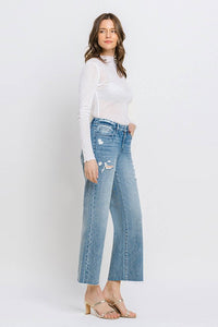 Callie Mid Rise Crop Wide Leg Jeans - Medium