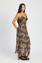 Load image into Gallery viewer, Florence Floral Ruffle Maxi Dress-Plum