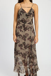 Florence Floral Ruffle Maxi Dress-Plum