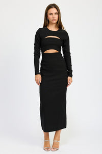 Miranda Cut Out Midi Dress-Black