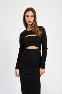 Miranda Cut Out Midi Dress-Black