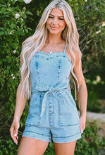 Load image into Gallery viewer, Beau Spaghetti Strap Denim Romper- Blue