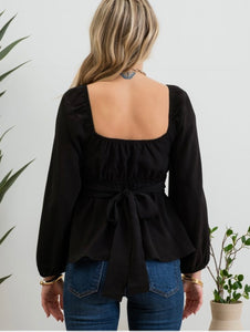 Molly Scoop Neck Tie Blouse