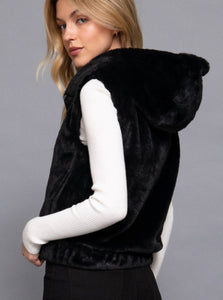 Kiersten Faux Fur Hooded Vest- 2 Colors