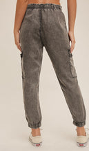 Load image into Gallery viewer, Aria Cargo Joggers- Washed Black