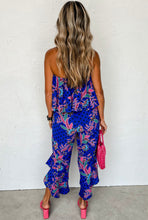 Load image into Gallery viewer, Ivy Tropical Print Strapless Jumpsuit- Blue