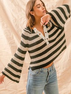 Tammy Eyelet Stripe Sweater Top