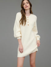 Load image into Gallery viewer, Hazel Half Button Long Sleeve Mini Sweater Dress