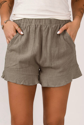 Willow Ruffle Shorts- Khaki
