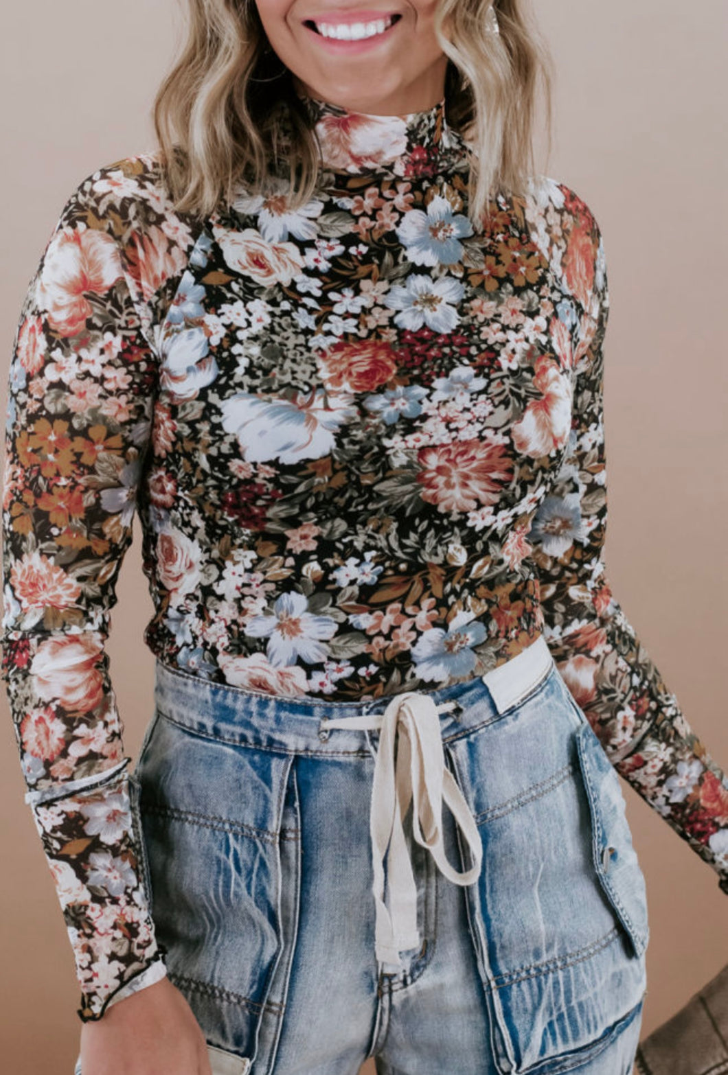 Lyndsay Floral Mesh Blouse- Floral Mix