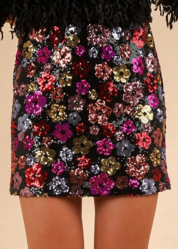 Yasmin Floral Sequin Mini Skirt