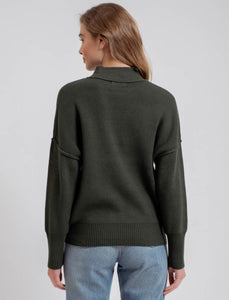 Donna Mock Neck Ribbed Sweater