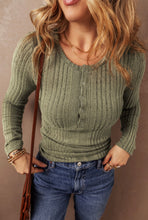 Load image into Gallery viewer, Jackie Ribbed Knit Blouse- Jungle Green