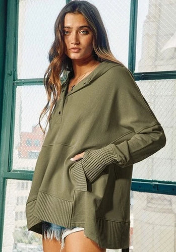 Stella French Terry Oversized Hoodie - Olive