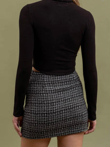 Harper Button Down Tweed Mini Skirt