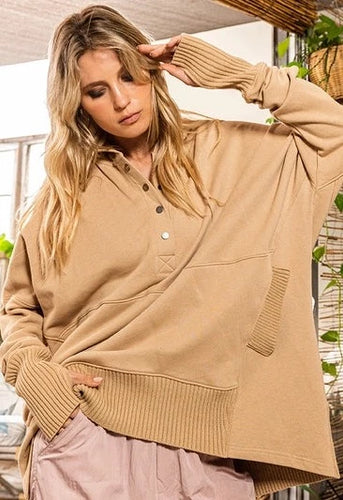 Stella French Terry Oversized Hoodie - Taupe