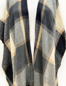 Plaid Shawl Wrap Poncho