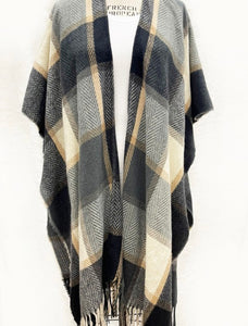 Plaid Shawl Wrap Poncho