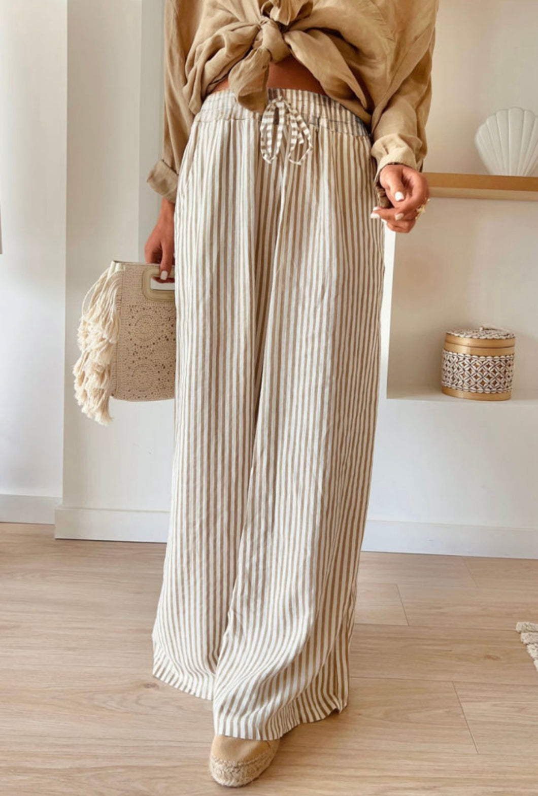 Brigitta Wide Leg Pants- Khaki