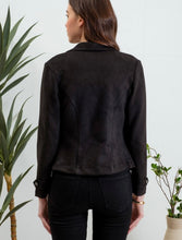 Load image into Gallery viewer, Charlie Faux Suede Zip Up Moto Jacket