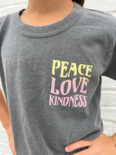 Load image into Gallery viewer, Kid&#39;s Peace Love Kindness T-shirt- Charcoal