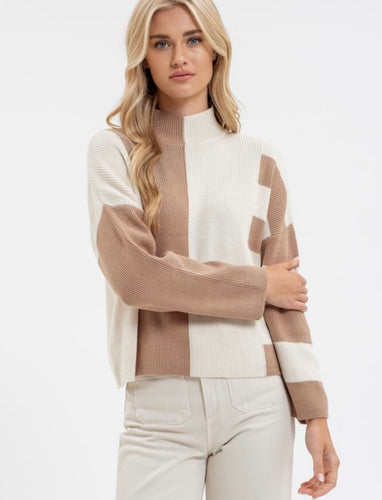 Monica Colorblock Mock Neck Sweater