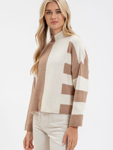 Monica Colorblock Mock Neck Sweater