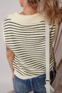 Ivy V-Neck Sweater Tank- Beige