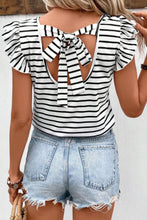Load image into Gallery viewer, Isabella Striped Knot Back Top- Black