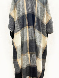 Plaid Shawl Wrap Poncho