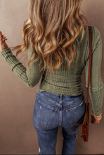 Load image into Gallery viewer, Jackie Ribbed Knit Blouse- Jungle Green