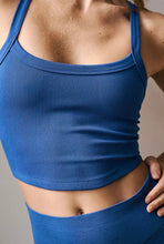 Load image into Gallery viewer, Mandy Ribbed Cropped Cami Tank- Blue