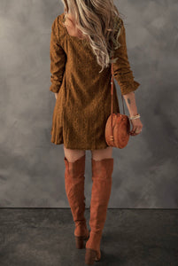 Candice Crochet Mini Dress- Chestnut