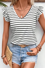 Load image into Gallery viewer, Isabella Striped Knot Back Top- Black