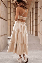 Load image into Gallery viewer, Aurora Backless Tiered Maxi Dress- Oatmeal