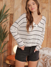 Load image into Gallery viewer, Flora Stripe Long Sleeve Knit Top