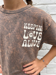 Kid's Keeping Love Alive Crop T-shirt - Charcoal