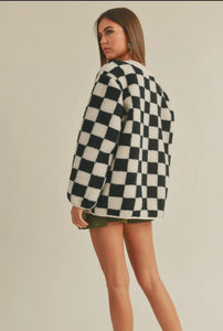 Miranda Checkered Pattern Oversized Jacket