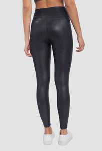 Iridescent Halo Foil Leggings - Black