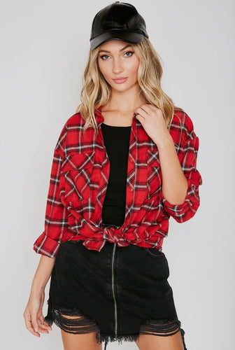 Pamela Button Down Top- Red Multi