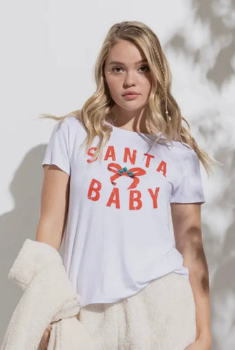 Santa Baby Graphic Tee- White