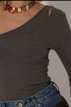 Load image into Gallery viewer, Maisey Asymmetrical Fitted Top- Grey