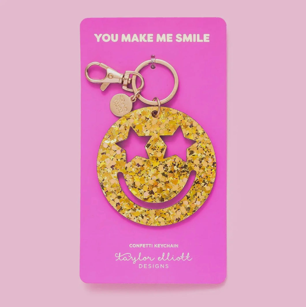 Smiley Confetti Keychain