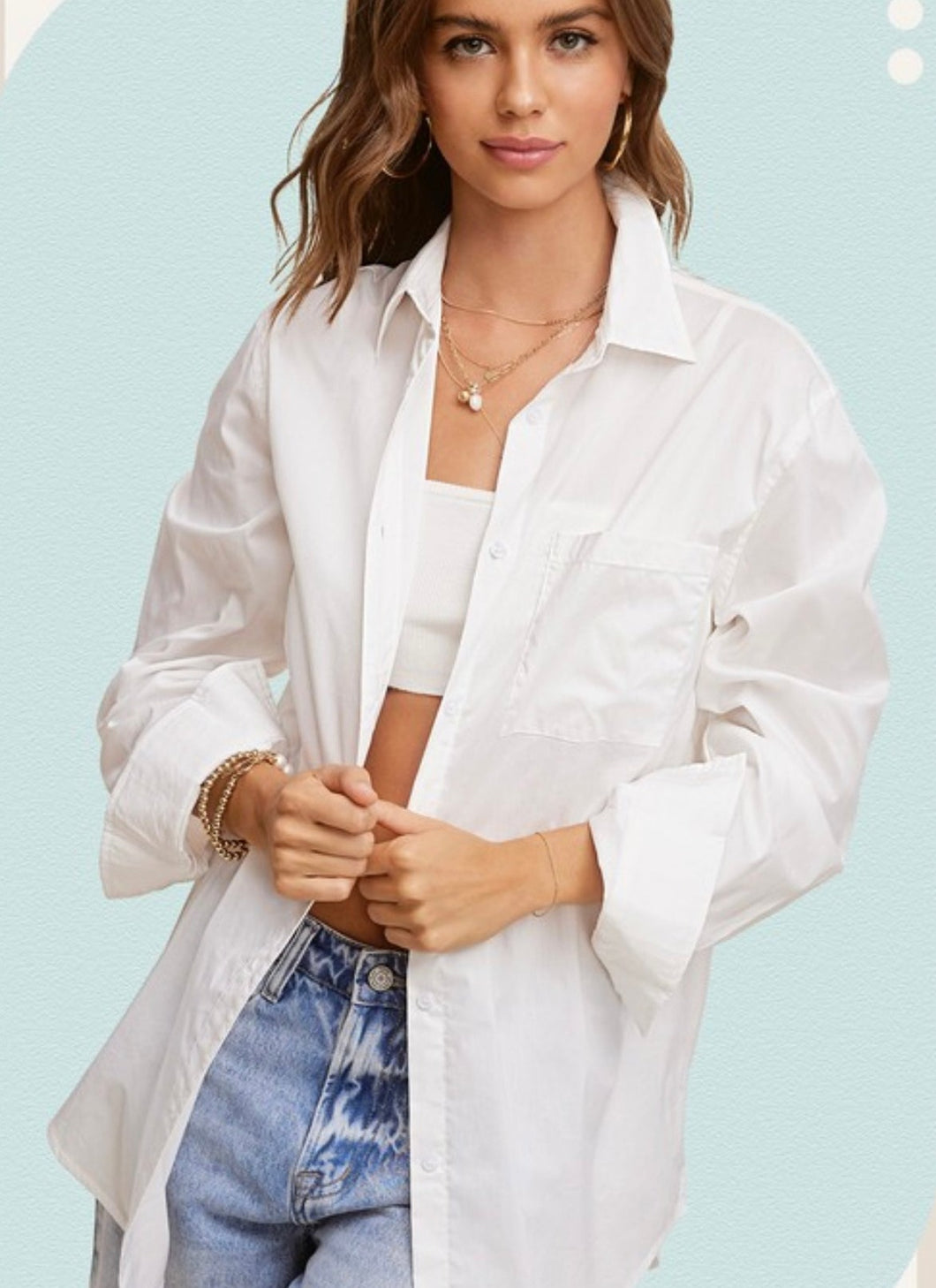 Cassie Classic Button Down Top- White