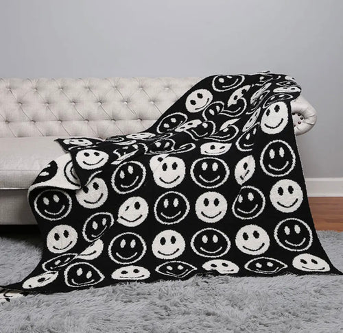 Oh So Soft Smiley Face Blanket - Black