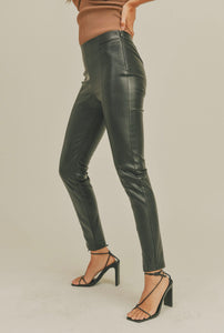 Monica Faux Leather Pants- Black