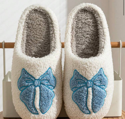 Blue Bow Slippers