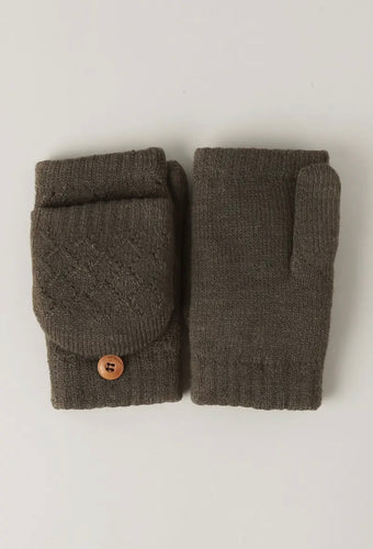 Convertible Fingerless Mittens Gloves - Charcoal